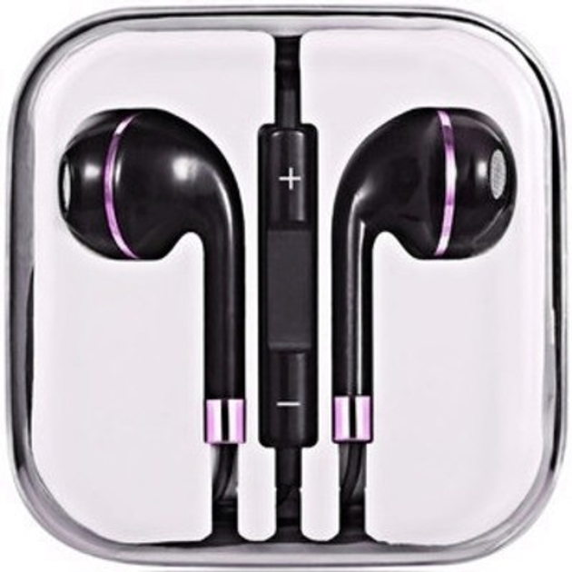 Наушники Headphones проводные с микрофоном чёрные с розовым ободком ...