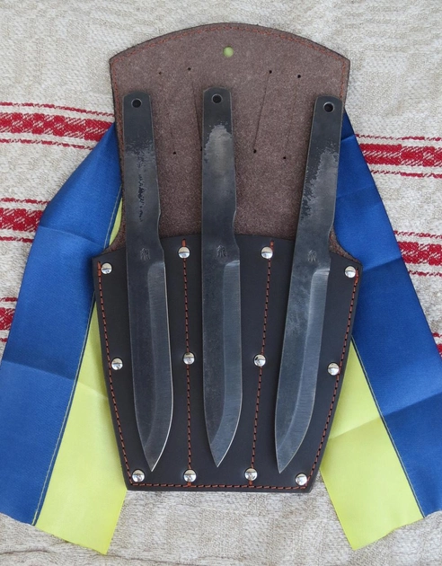 Набір ножів метальний "Вітер" ручної роботи з чохлом - зображення 2