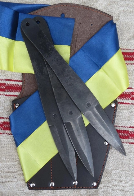 Набір ножів метальний "Пелюстка" ручної роботи з чохлом. - зображення 1