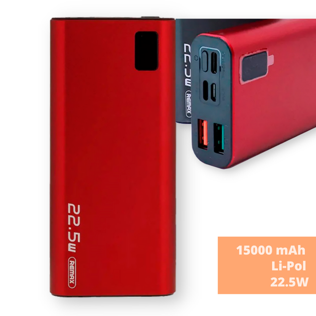 Повербанк Power Bank Remax RPP-17 Mini Pro 22.5W Fast Charging 15000 mAh червоний (ЦУ-00033891_879) - зображення 2