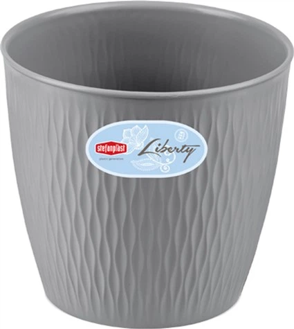 Горщик круглий Stefanplast Liberty 20 см Сірий (87226) - Фото 1 Горщик круглий Stefanplast Liberty 20 см Сірий (87226) - изображение 1