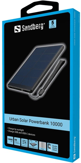 УМБ Sandberg Urban 10000 mAh 18W Solar Black (5705730420542) - зображення 7