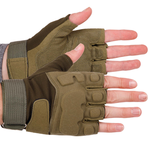 Тактические перчатки без пальцев военные армейские для рыбалки охоты с защитой TACTICAL Оливковые (BC-8811) XL - изображение 1