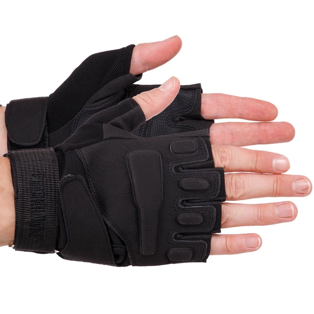 Тактические перчатки без пальцев военные BLACKHAWK Для рыбалки для охоты Полиэстер Черный (BC-4380) XL - изображение 1