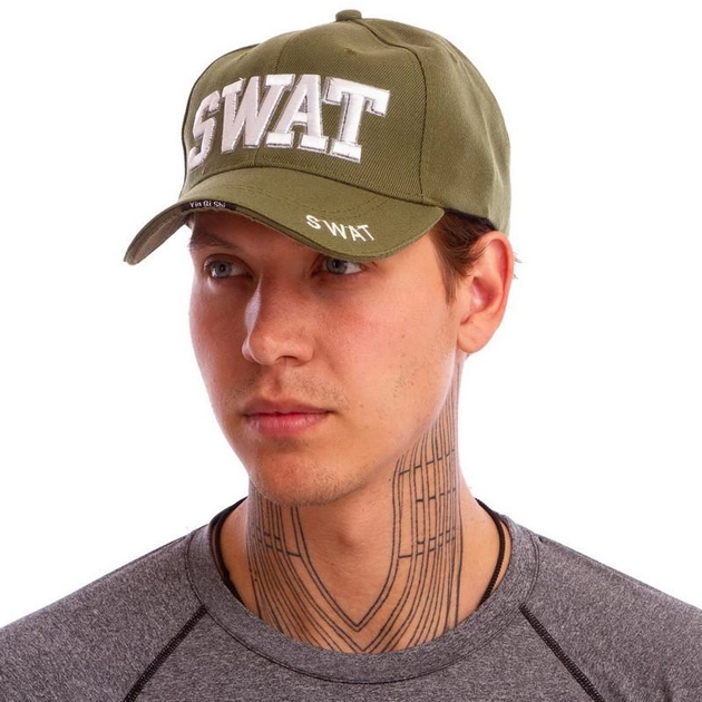 Бейсболка тактична кепка чоловіча класична з написом SWAT Tactical Бавовна Оливкова (6844) - зображення 2