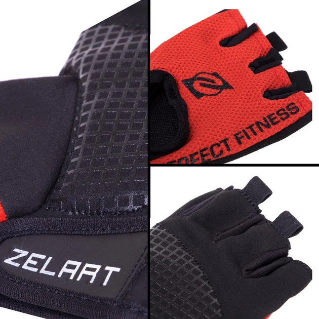 Перчатки для фитнеса и тренировок ZELART (PL, эластан, открытые пальцы, размер S, Черно-оранжевый) (MA-3886_Черно-оранжевый_S) - изображение 5