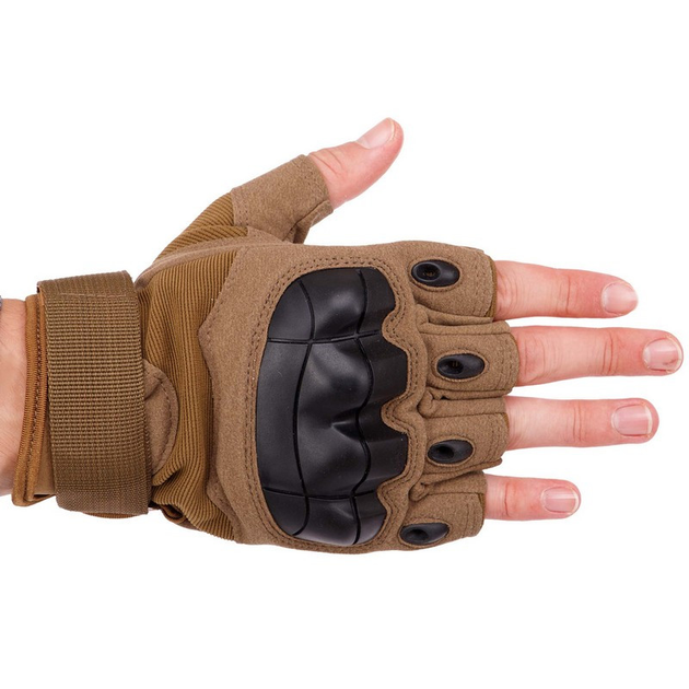 Защитные тактические перчатки без пальцев Военные перчатки открытые TACTICAL Полиэстер Кожзам (BC-8805) L - изображение 2