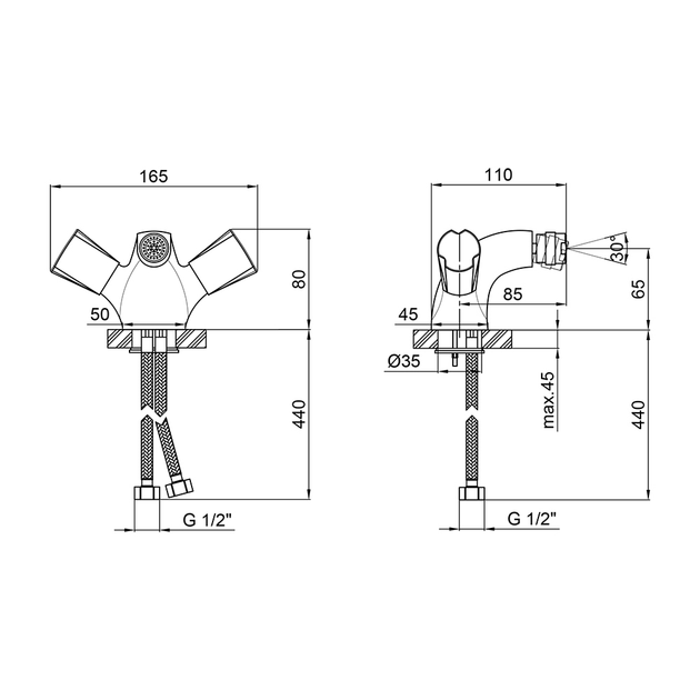 Змішувач для біде Qtap Mix CRM 161А фото, відгуки, характеристики в