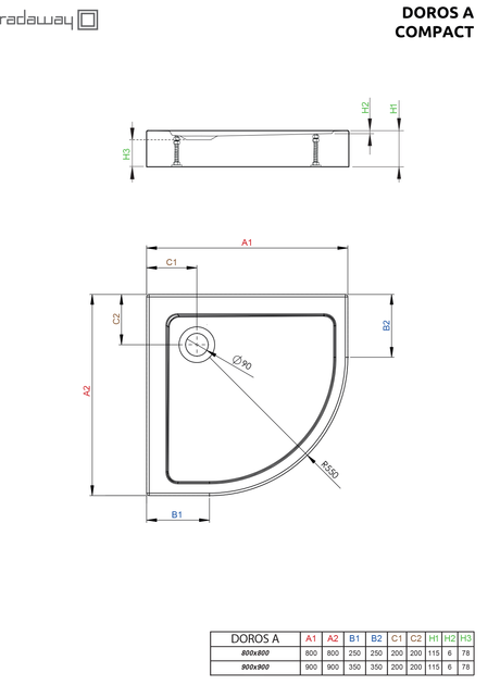 Душевой поддон RADAWAY Doros A Compact 90 SDRA9090-05 - изображение 3
