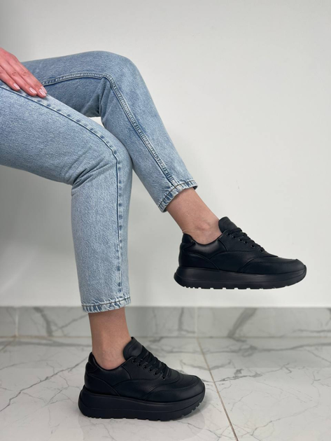 Женские кроссовки ShoesBand Черные натуральные кожаные 39 (25 см ...