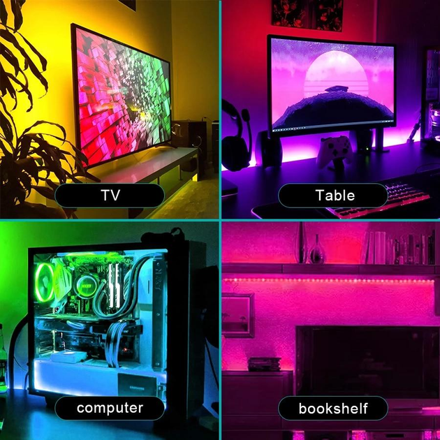 Светодиодная лента RGB 5050/USB-5 метров с пультом ДУ, разноцветного свечения для декоративной подсветки - изображение 2