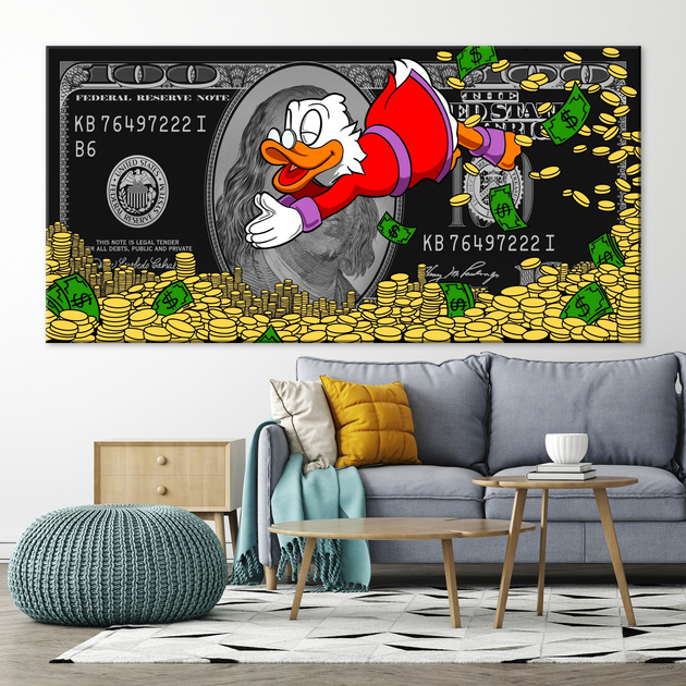 Картина Холстович 100$ scroodger 90х180 см. Інтер'єрна картина з ...