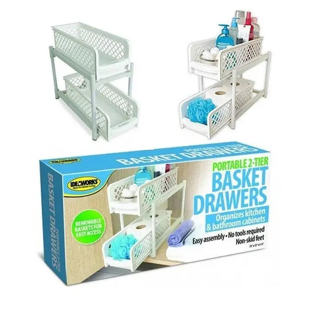 Органайзер для ванной Portable 2 Tier Basket Drawers, полка для кухни ...