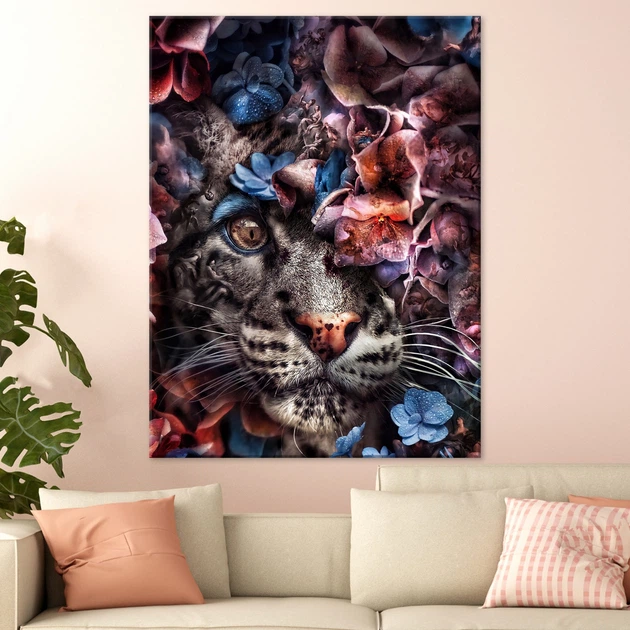 Картина Холстович Vild cat flowers 30x40 см. Интерьерная картина для офиса, гостиной, спальни, кухни - изображение 2