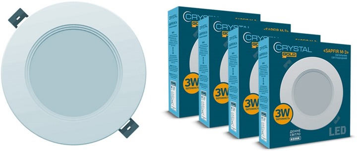 Светильник потолочный CRYSTAL GOLD LED SAPFIR M 3W 6500K (DNL-024-4) 4 шт - изображение 1
