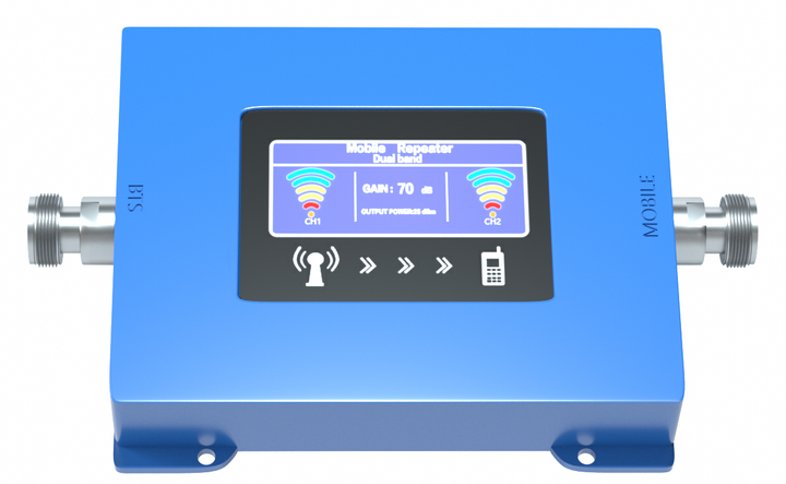Репітер дводіапазонний LTE/DCS/GSM мобільного сигналу 900/1800МГц стільникового зв'язку 2/3/4G 70dB Blue - Фото 1 Репітер дводіапазонний LTE/DCS/GSM мобільного сигналу 900/1800МГц стільникового зв'язку 2/3/4G 70dB Blue - зображення 1