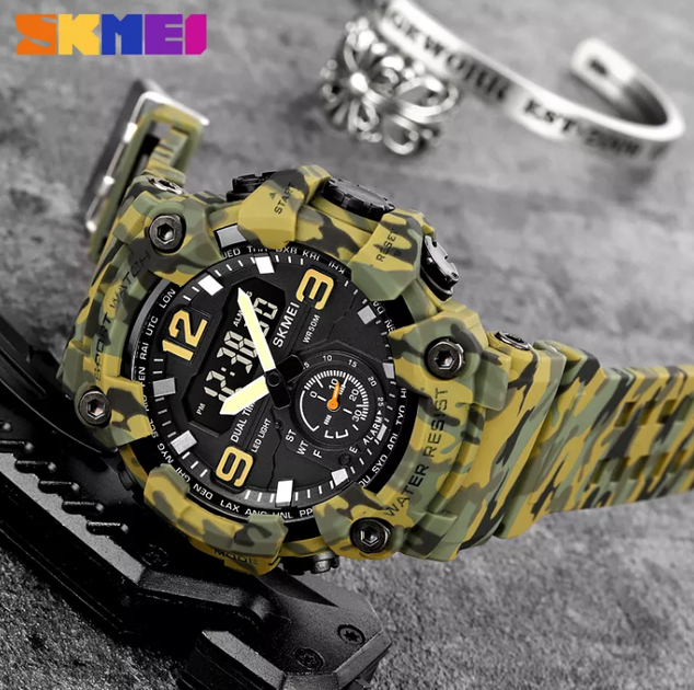 Тактические военные часы Skmei Premium 57520 (Серия Military) Зеленые хаки - изображение 3