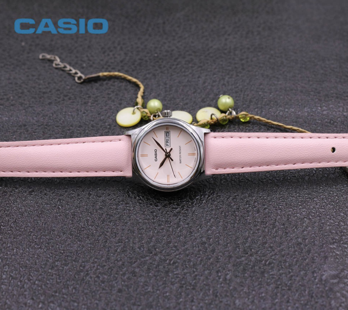 Женские наручные часы Casio LTP-V006L-4BUDF Розовые с серебристым - изображение 4