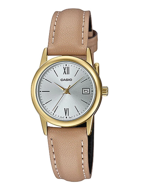 Стильные женские часы Casio LTP-V002GL-7B3UDF Серебристые со светло-коричневым - Фото 1 Стильные женские часы Casio LTP-V002GL-7B3UDF Серебристые со светло-коричневым - изображение 1