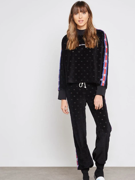 Bluza damska bez kaptura welurowa Champion 111047-KL001 XS Czarna (8052785222001) - obraz 3