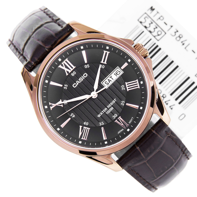 Наручные часы Casio MTP-1384L-1AVEF Темно-коричневые с черным кожаным ремешком - изображение 9