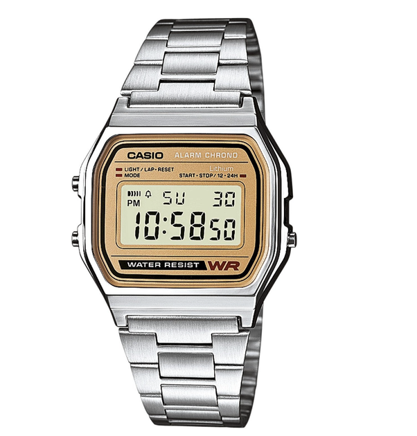Наручные прочные часы Casio A158WEA-9EF Светло-желтые с серебристым - изображение 8