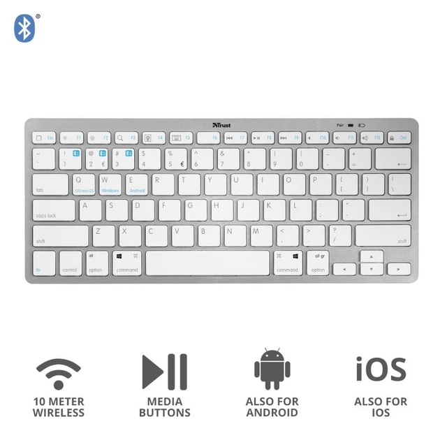 Клавіатура Trust Nado BT White - зображення 8