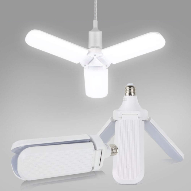 Світлодіодна складана лампа в патрон Е27 із трьома лопатями ZLight LED bulb 45W розкладний світильник комплект 2 шт. - зображення 7