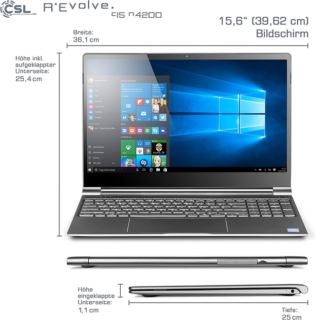 Ноутбук 15" CSL R'Evolve C15 Intel Pentium N4200 RAM 8 GB eMMC 64GB ...