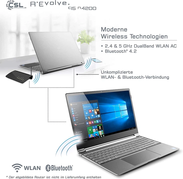 Ноутбук 15" CSL R'Evolve C15 Intel Pentium N4200 RAM 8 GB eMMC 64GB + SSD 240GB Windows 10 - изображение 3