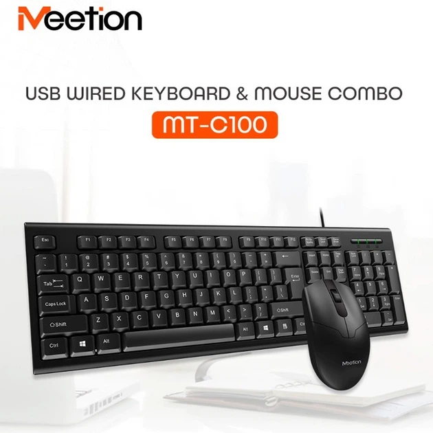 Комплект клавиатура и мышь проводной MEETION Combo Corded MT-C100 (RU/ENG раскладка) набор 2в1 Black - изображение 11