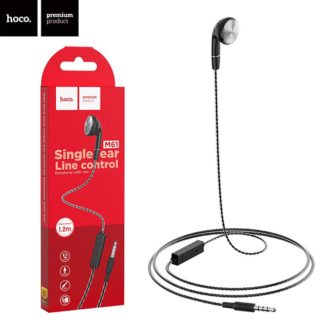 Wired earphone 3.5mm M61 Nice tone single ear with microphone - HOCO