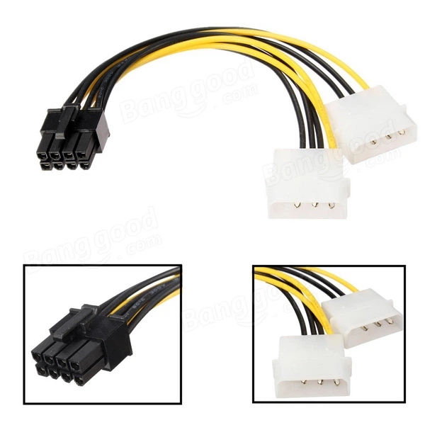Переходник-адаптер питания с 2xIDE 4pin на PCI-E 8pin - Фото 1 Переходник-адаптер питания с 2xIDE 4pin на PCI-E 8pin - изображение 1
