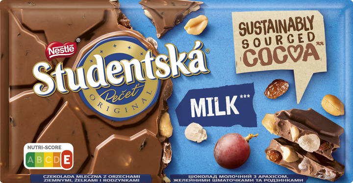Шоколад молочний Nestle Orion Studentska Арахіс з желейними шматочками та родзинками 170 г від Rozetka на платформі USKIDKA Акція на Шоколад молочний Nestle Orion Studentska Арахіс з желейними шматочками та родзинками 170 г від Rozetka