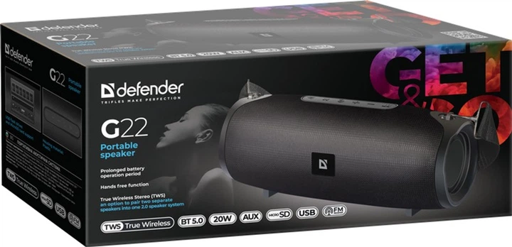 Портативна колонка Defender G22 20W Black (4714033651226) (955555908992959) - Уцінка - зображення 6