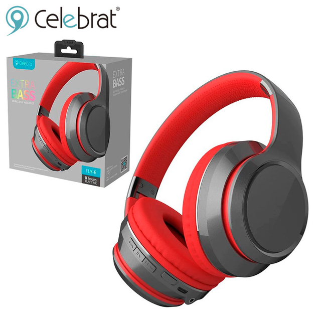 Bluetooth наушники с микрофоном Celebrat FLY-6 красные купить в ...