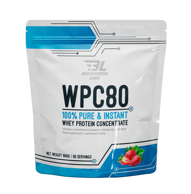 Сывороточный протеин концентрат Bodyperson Labs WPC80 900 г Strawberry - Фото 1 Сывороточный протеин концентрат Bodyperson Labs WPC80 900 г Strawberry - изображение 1