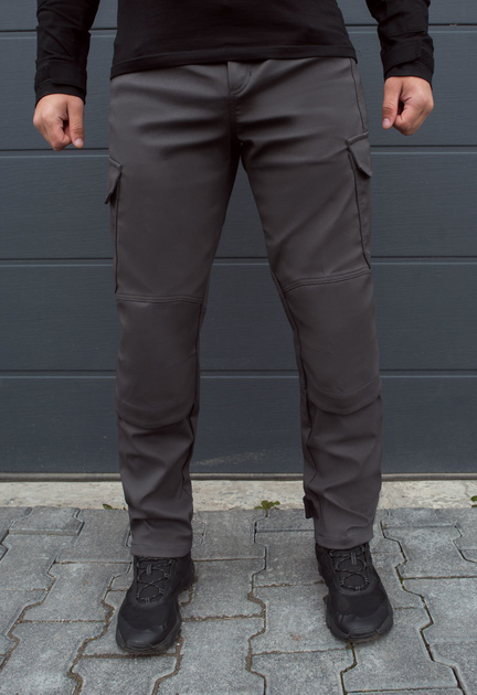 Утеплённые тактические штаны на флисе soft shell XXL gray fleec - изображение 1