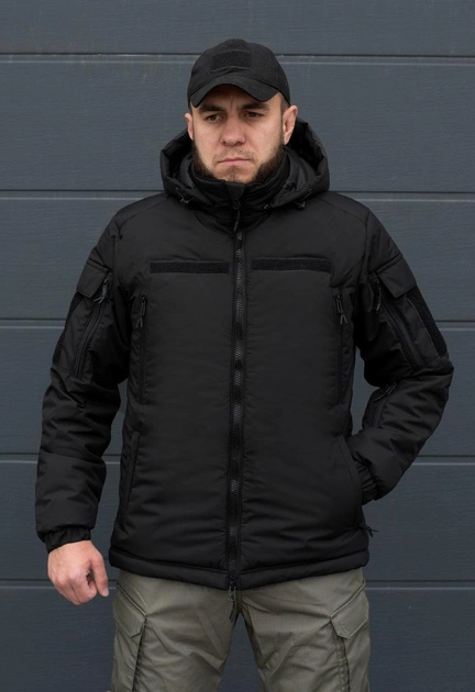 Куртка зимняя тактическая на молнии с капюшоном XXL polk black - изображение 1