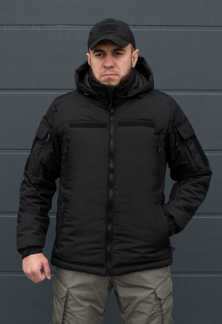 Куртка тактична зимова на блискавці з капюшоном XS polk black - зображення 1