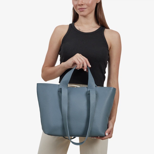 Сумка жіноча шкіряна з двома парами ручок шоппер середня Regina Notte Shopper 2771 Джинсовий (rdn_2000000159324) - зображення 2