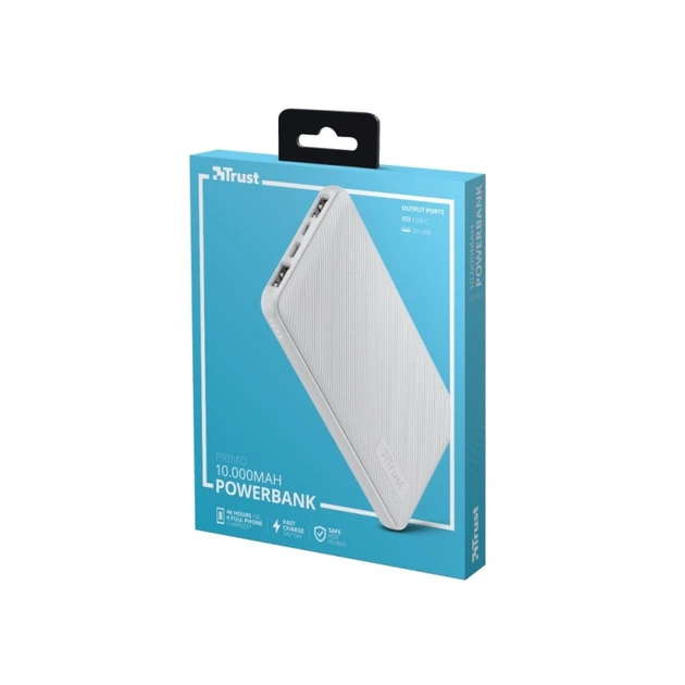 Батарея универсальная Trust Primo 10000 mAh White (23896_TRUST) - Фото 3 Батарея универсальная Trust Primo 10000 mAh White (23896_TRUST) - изображение 3