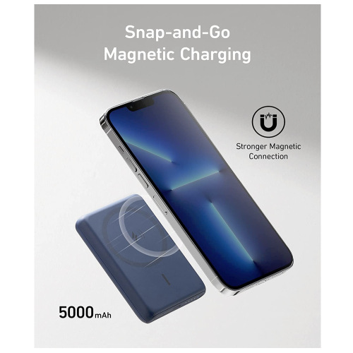 Магнітна батарея Anker 521 PowerCore Magnetic 5K 5000 мАч Blue (A1619) - Фото 2 Магнітна батарея Anker 521 PowerCore Magnetic 5K 5000 мАч Blue (A1619) - зображення 2