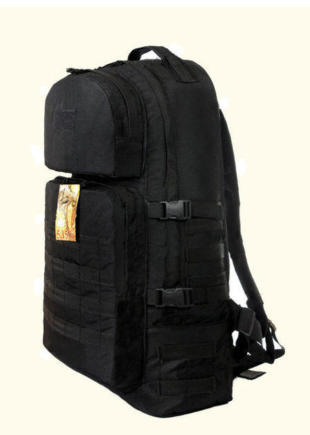 Туристический тактический рюкзак на 60 литров Черный с поясным ремнем - изображение 2