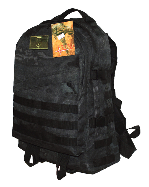 Похідний тактичний рюкзак з органайзером та поясним ременем на 40 л Кордура 1200 ден чорний - зображення 2