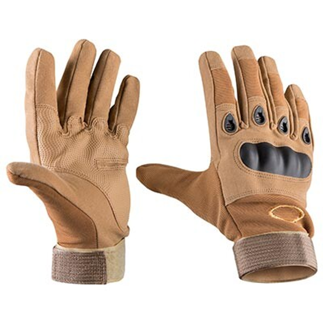 Тактические перчатки с закрытыми пальцами и усиленным протектором размер L хаки GLG2205 - изображение 1