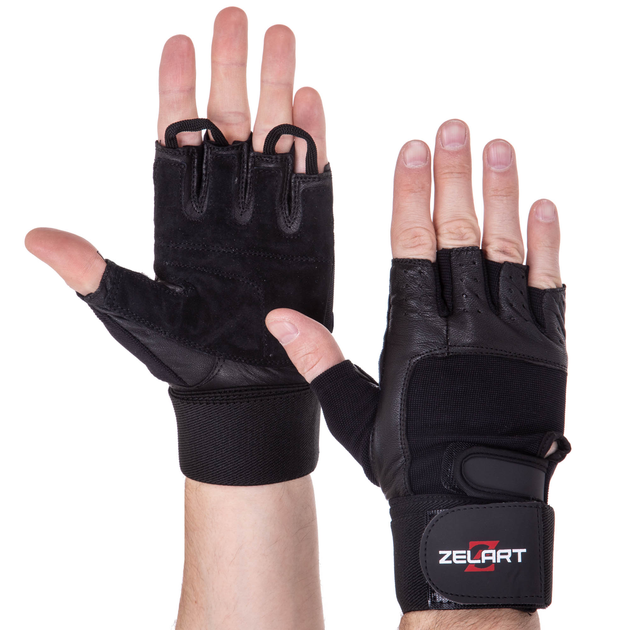 Перчатки тактические кожаные без пальцев , военные перчатки, перчатки многоцелевые размер XL Черные SB-161085 - изображение 1