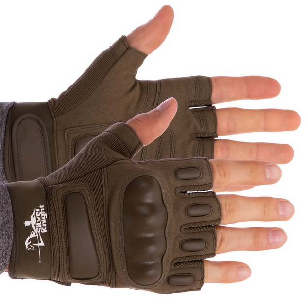 Тактические перчатки с открытыми пальцами SILVER KNIGHT размер XL оливковые BC-7053 - изображение 1