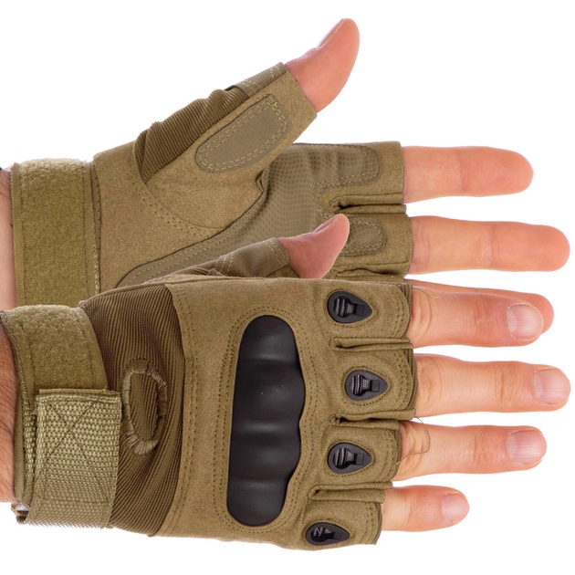 Тактические перчатки с открытыми пальцами OAKLEY размер XL хаки BC-4624 - изображение 1