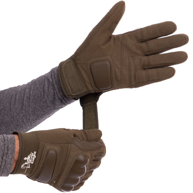Тактические перчатки с закрытыми пальцами SILVER KNIGHT Размер L оливковый BC-7052 - изображение 2